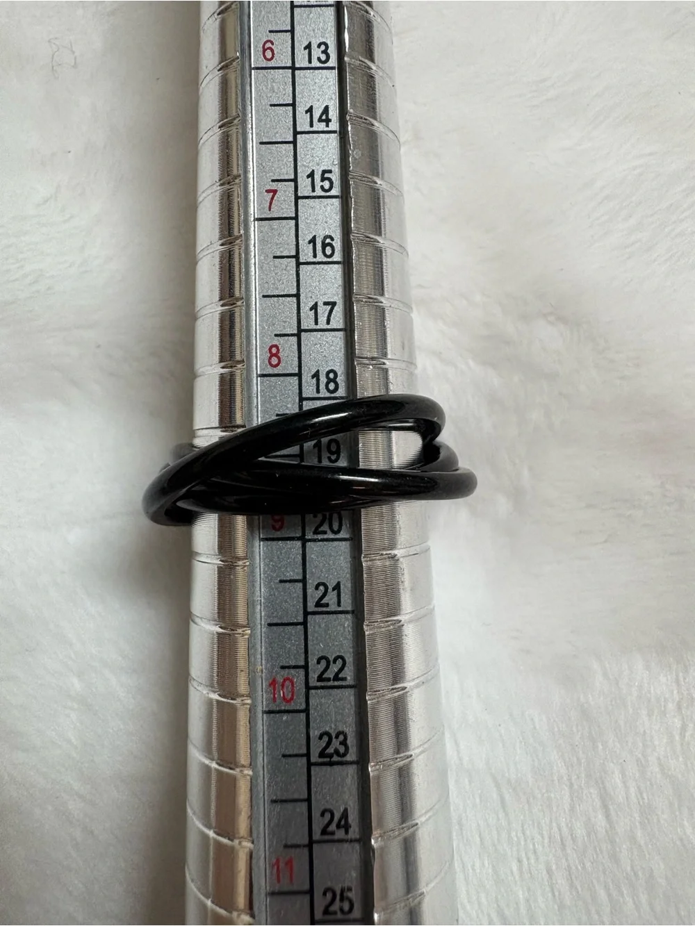 2 Black and Silver Metal triple rings, sizes 9 and 9 1/2